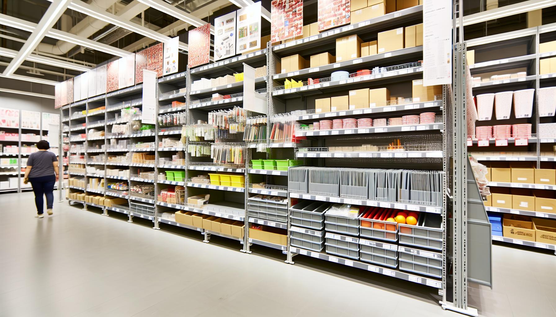 modular shelf with product in store