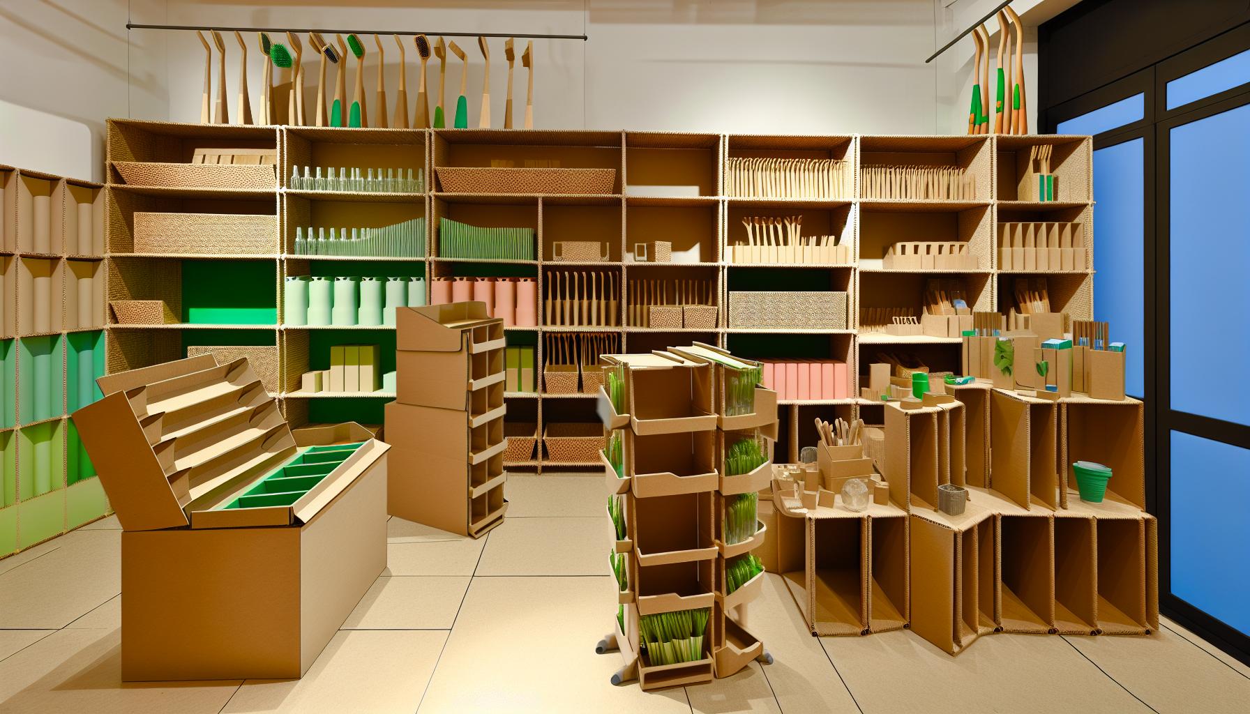 modular shelves made from cardboard sustainable material in store