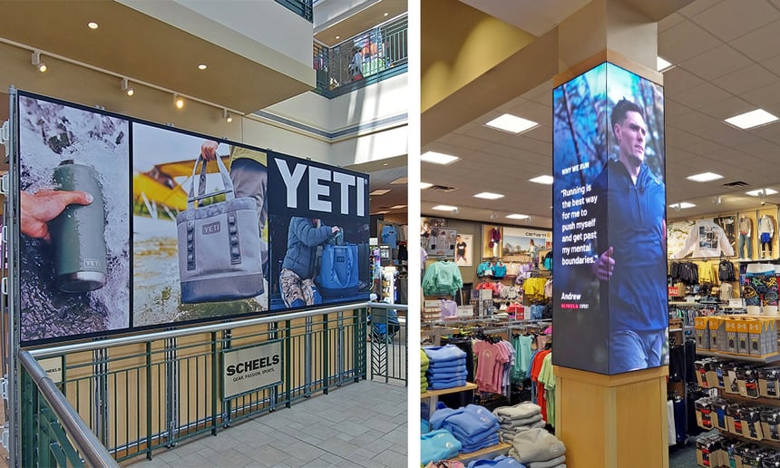 Scheels wayfinding signage collage